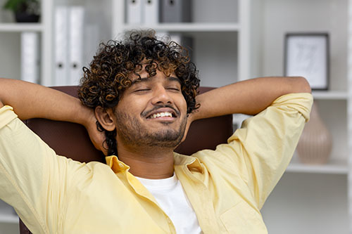 happy man enjoying indoor air quality