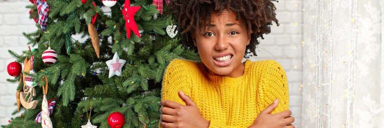 woman feeling cold at Christmas